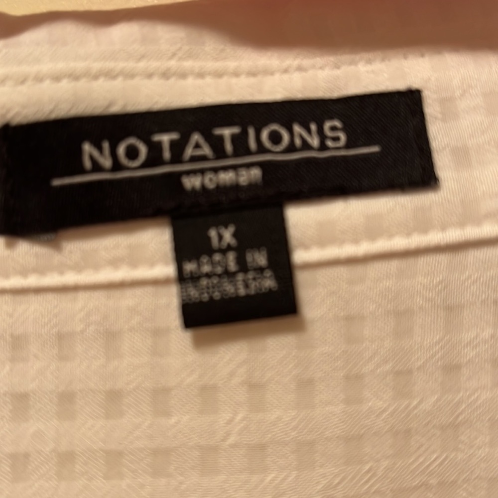 Notations checked button down blouse Size 1X - Picture 4 of 10